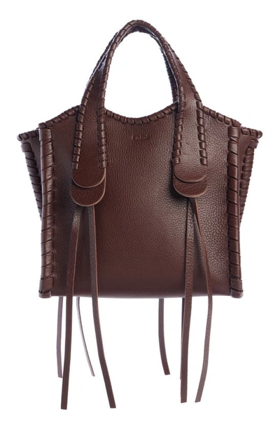 Chloé Mini Mony Grained Leather Crossbody Bag In Chocolate