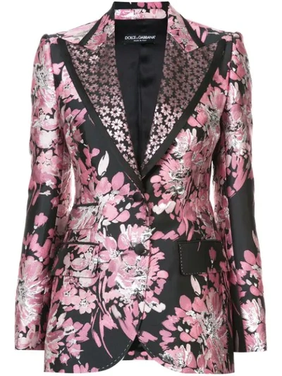 Dolce & Gabbana Floral Lurex Jacquard Jacket In Jaquard|nero