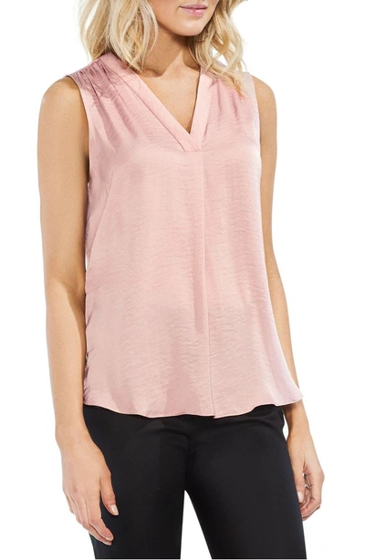 Vince Camuto Rumpled Satin Blouse In Pink Fawn
