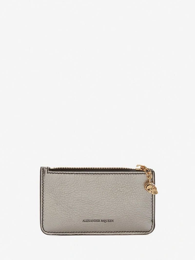 Alexander Mcqueen Zipped Card Holder In Gun Metal