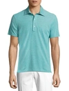 Isaia Heathered Cotton Polo In Aqua