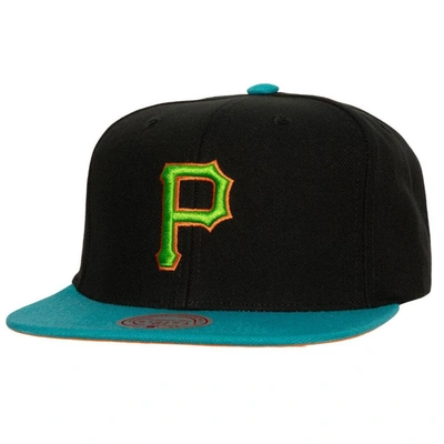 Mitchell & Ness Men's  Black, Teal Pittsburgh Pirates Citrus Cooler Snapback Hat In Black,teal