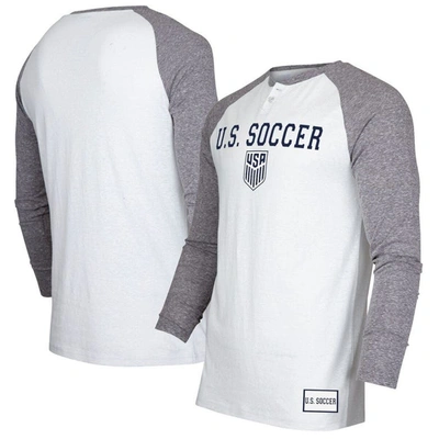 Concepts Sport White/charcoal Usmnt Concord Henley Raglan Long Sleeve T-shirt