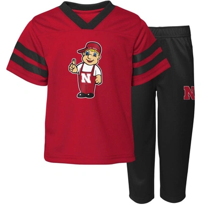 Outerstuff Kids' Toddler Scarlet Nebraska Huskers Two-piece Red Zone Jersey & Pants Set