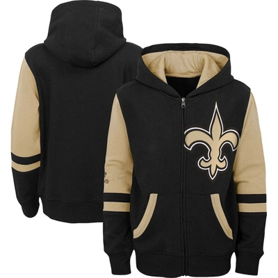 Outerstuff Kids' Youth Black New Orleans Saints Colorblock Full-zip Hoodie