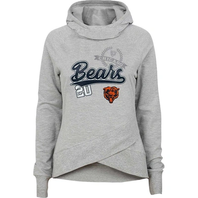 Outerstuff Kids' Girls Youth Heather Gray Chicago Bears Go For It Funnel Neck Raglan Pullover Hoodie