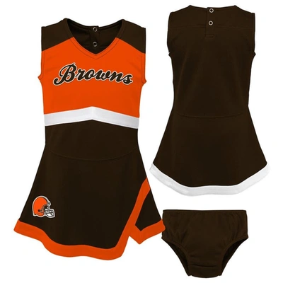 Outerstuff Kids' Girls Toddler Brown Cleveland Browns Cheer Captain Dress With Bloomers