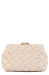 Olga Berg Quinn Woven Clutch In Natural