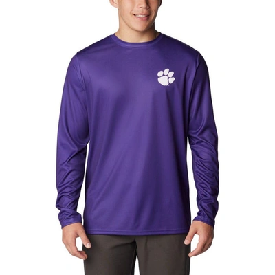 Columbia Purple Clemson Tigers Terminal Shot Omni-shade Long Sleeve T-shirt