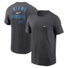 Nike Charcoal Miami Marlins Logo Sketch Bar T-shirt In Grey