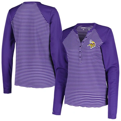 Antigua Purple Minnesota Vikings Maverick Waffle Henley Long Sleeve T-shirt