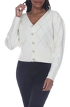 Rain And Rose Decorative Button Front Cardigan In Ivory