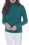 Rain And Rose Lattice Cable Knit Sweater In Green