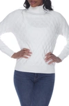 Rain And Rose Lattice Cable Knit Sweater In Ivory