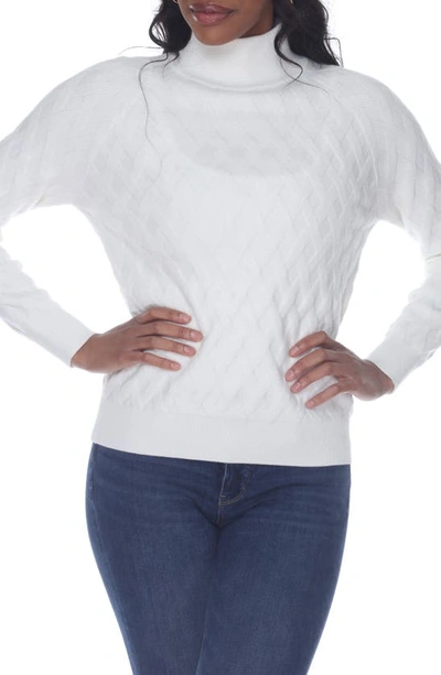 Rain And Rose Lattice Cable Knit Sweater In Ivory