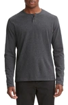 Vince Long Sleeve Sueded Jersey Henley In H Charcoal