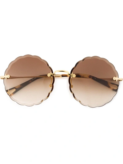 Chloé Eyewear Rosie醋酸纤维太阳眼镜 - 金属色 In Metallic