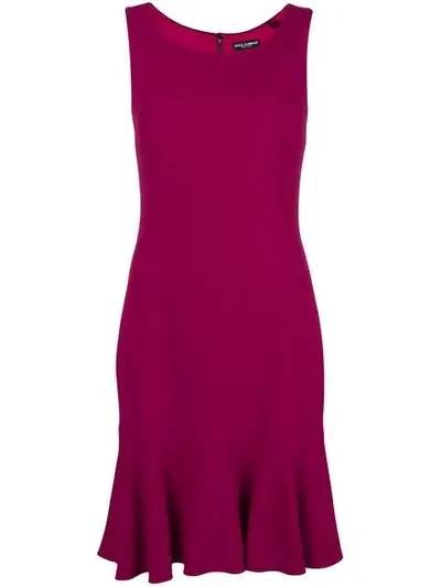 Dolce & Gabbana Frill-hem Mini Dress In F4079 Raspberry Rose