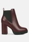 London Rag Bolt Block Heeled Chelsea Boots In Red