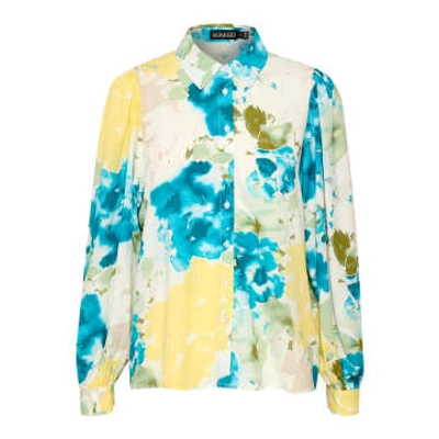 Soaked In Luxury Deep Lake Watercolour Printed Long Sleeve Slvioletta Shirt