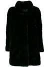 Liska Longsleeved Front Fastened Coat In Schwarz Black