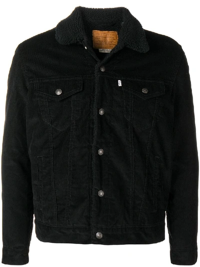 Levi's Sherpa Corduroy Trucker Jacket In Black