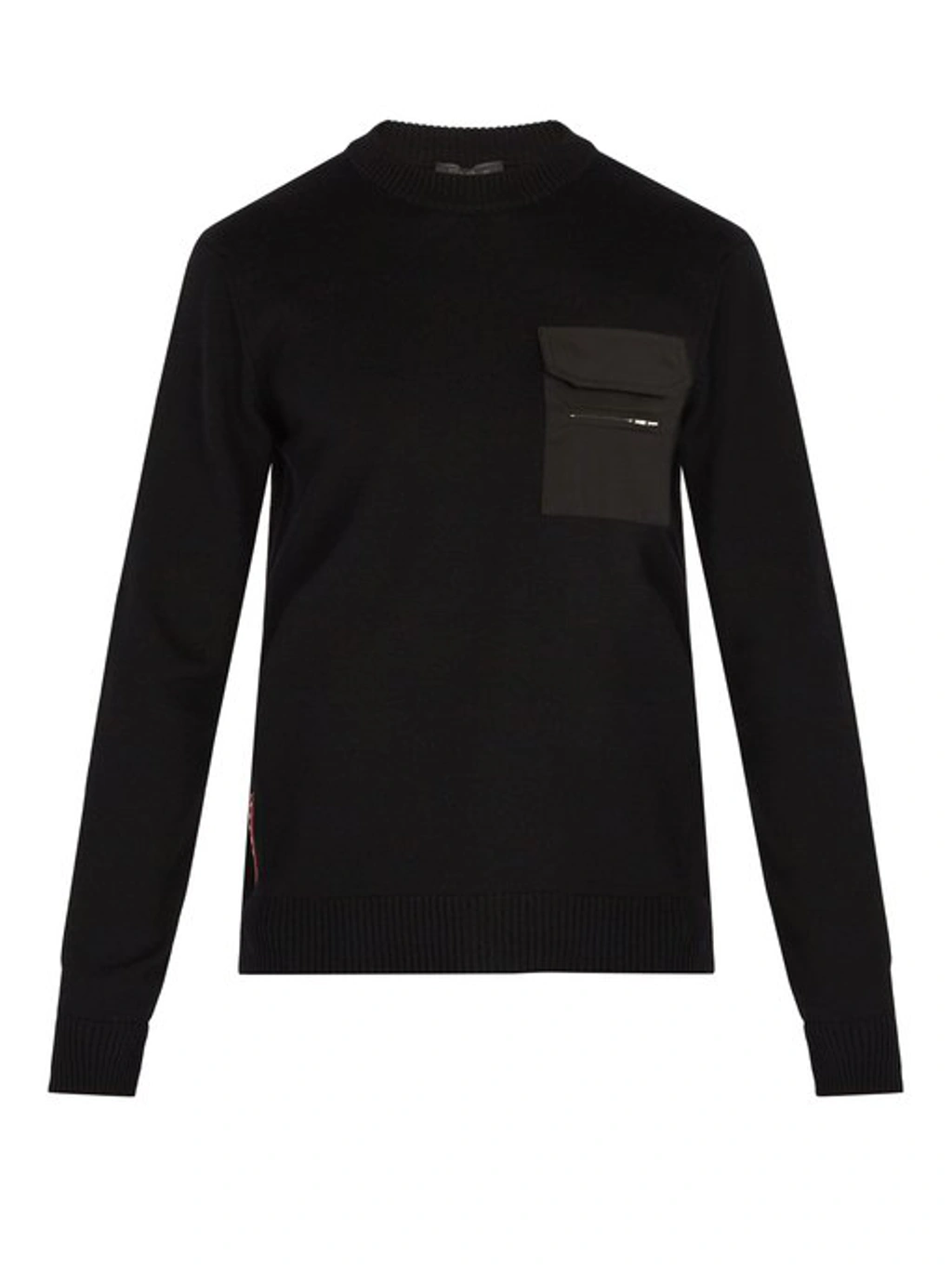 Prada Wool Knit Sweater W/ Nylon Details In Black | ModeSens