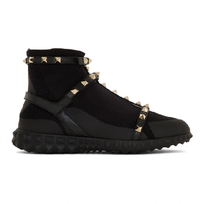 Valentino Garavani | Rockstud Bodytech Hightop Sneakers In Black Nylon