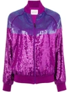 Alberta Ferretti Sequins Embellished Bomber Jacket In Purple
