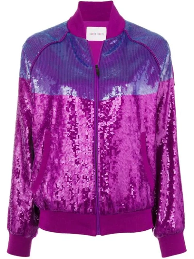 Alberta Ferretti Sequins Embellished Bomber Jacket In Pink