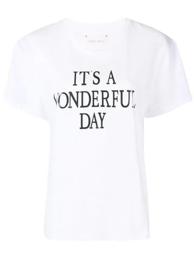Alberta Ferretti "it's A Wonderful Day" T-shirt In White Cotton.