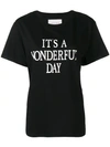 Alberta Ferretti "it's A Wonderful Day" T-shirt In Black Cotton.