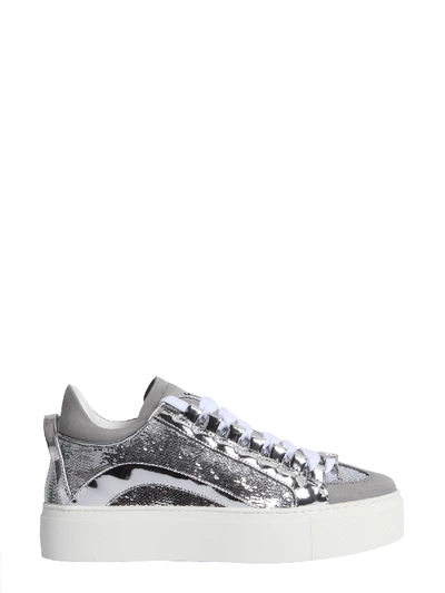 Dsquared2 40mm 551 Sequined Leather Sneakers In Silver