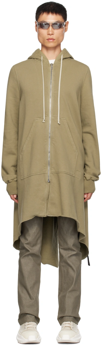 Rick Owens Drkshdw Hooded Fishtail Zipped Sweatshirt In 25 Pale Green