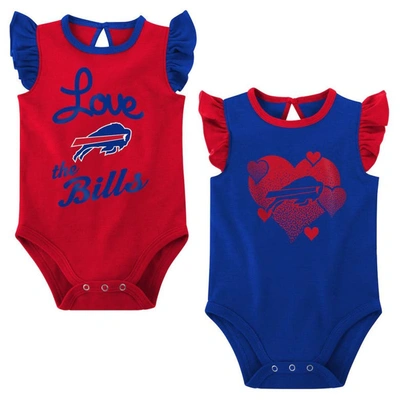 Outerstuff Babies' Girls Newborn & Infant Royal/red Buffalo Bills Spread The Love 2-pack Bodysuit Set