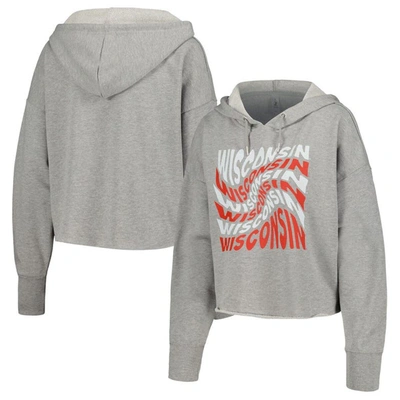 Zoozatz Gray Wisconsin Badgers Swirl Cropped Pullover Hoodie