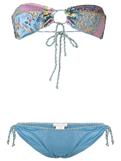 Anjuna Embroidered Bikini Set In Blue