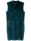 Liska Sleeveless Long Coat In Blue