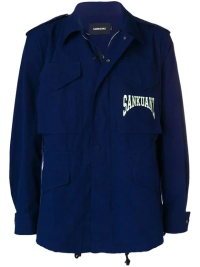 Sankuanz Logo Print Cargo Jacket In Blue