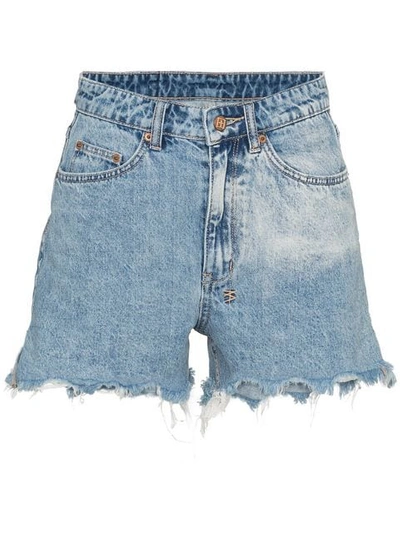 Ksubi Rise N Hi Distressed Denim Shorts In Blue Denim