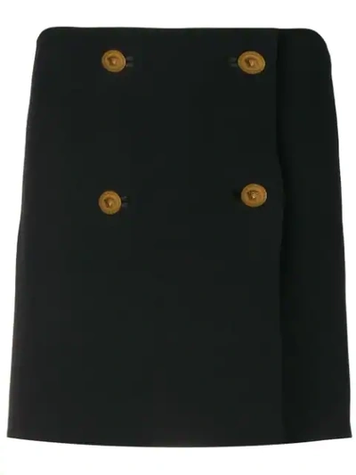 Versace Button-embellished Pinafore Skirt In Black