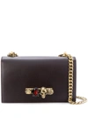 Alexander Mcqueen Jewel Knuckle Black Chain Strap Shoulder Bag In Red