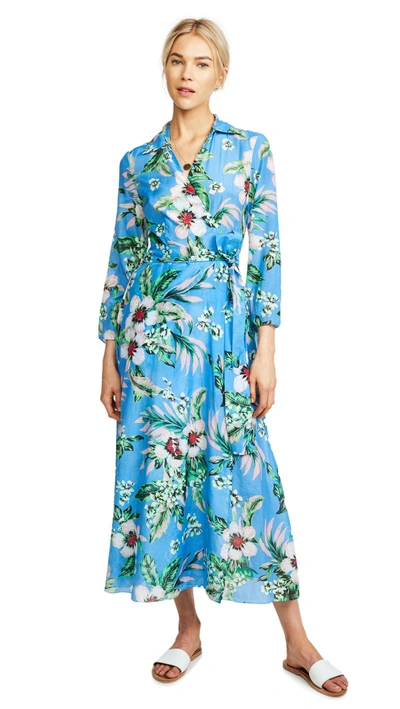 Diane Von Furstenberg Collared Wrap Dress In Bolan Patio Blue