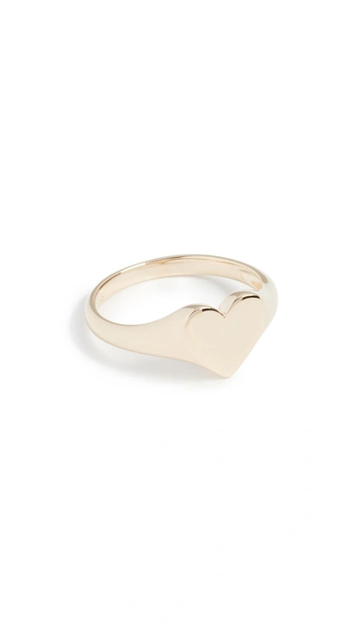 Ef Collection 14k Gold Heart Signet Ring