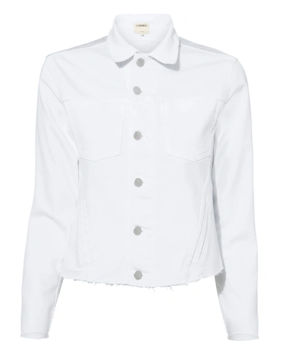 L Agence Janelle Cropped White Denim Jacket