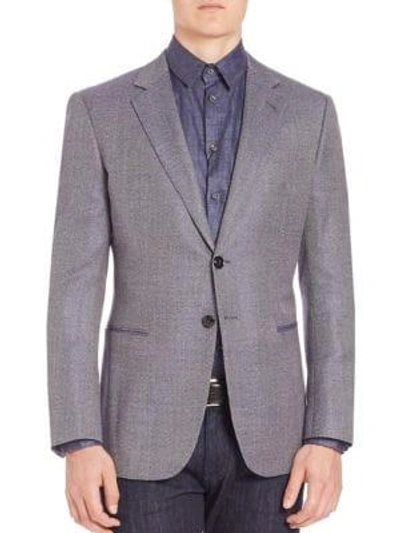 Giorgio Armani Micro Check Wool Sportscoat In Grey