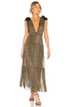 Sabina Musayev Helena Metallic Pleated Midi-dress In Gold