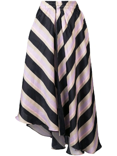 Apiece Apart Turkanna Striped Silk And Linen-blend Skirt In Purple
