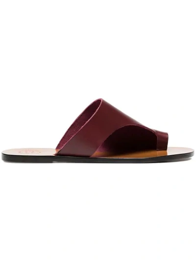 Atp Atelier Burgundy Rosa Leather Flat Sandals In Red