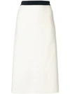 Thom Browne Vertical Stripe Wool Pencil Skirt In 100 White